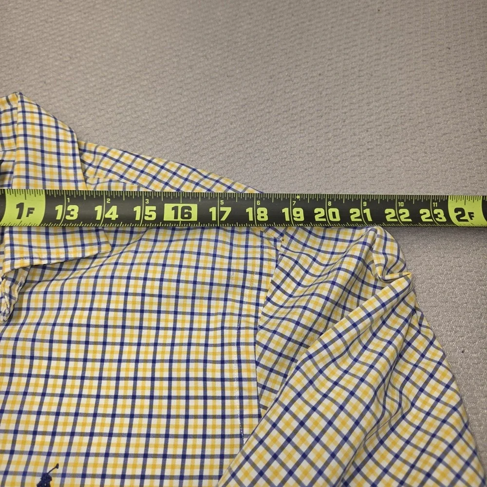 Vintage Polo Ralph Lauren Button Shirt Men's XL Yellow Blue Plaid 90s Preppy